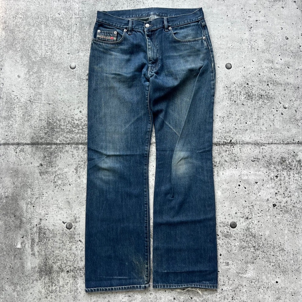 Diesel Jeans Mens 34 Blue Faded Bootcut Denim Frayed Made In Italy Grunge Y2K
